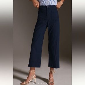 Maeve Colette Cropped Wide Leg Pant in Navy